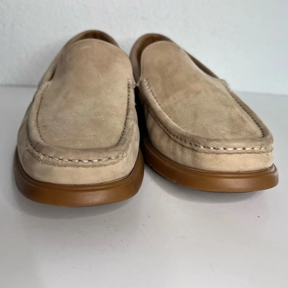 Florsheim Comfortech Beige Tan Suede Leather Slip On Loafers Size 10